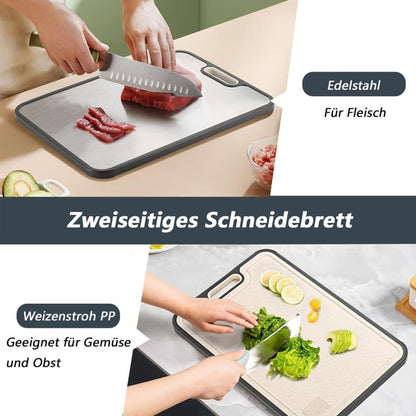 Reversible Cutting Board Titanium PP or Stainless Steel PP, Food Grade Non-Slip Durable Multifunctional, SZ1 V1188-MS-325-1414