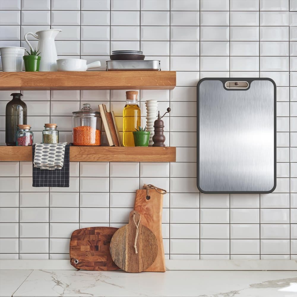 Reversible Cutting Board Titanium PP or Stainless Steel PP, Food Grade Non-Slip Durable Multifunctional, SZ1 V1188-MS-325-1414