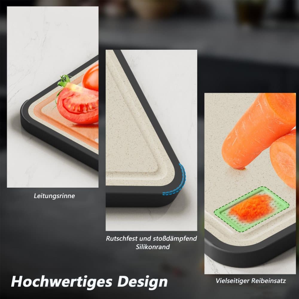 Reversible Cutting Board Titanium PP or Stainless Steel PP, Food Grade Non-Slip Durable Multifunctional, SZ1 V1188-MS-325-1414