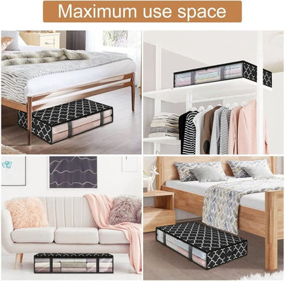 2-Pack Foldable Storage Boxes for Clothes and Blankets, Under-Bed Drawers, Multifunctional Organizer, Black V1188-MS-325-1416