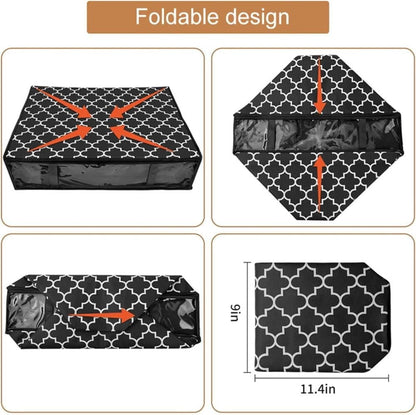 2-Pack Foldable Storage Boxes for Clothes and Blankets, Under-Bed Drawers, Multifunctional Organizer, Black V1188-MS-325-1416