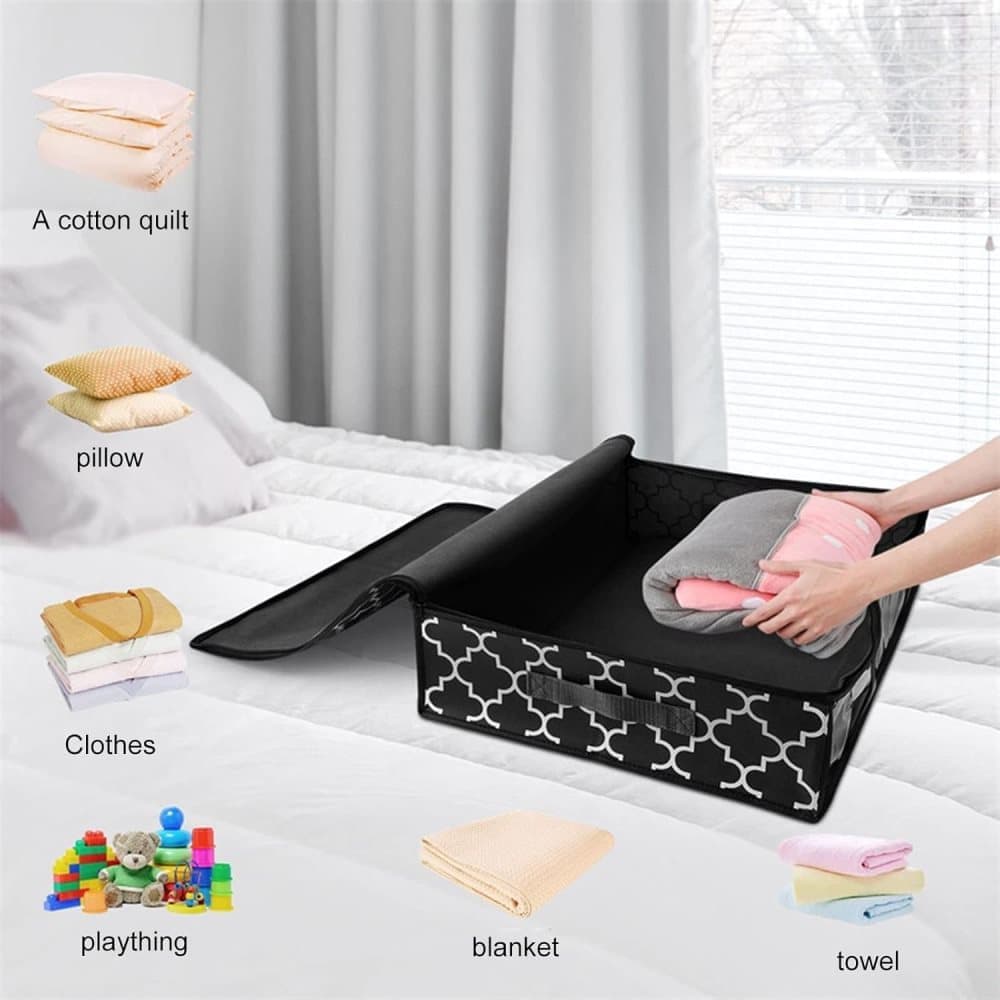2-Pack Foldable Storage Boxes for Clothes and Blankets, Under-Bed Drawers, Multifunctional Organizer, Black V1188-MS-325-1416