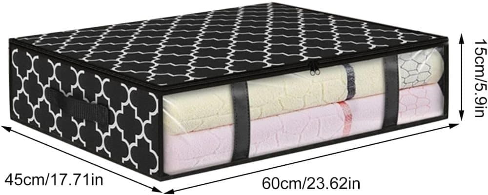 2-Pack Foldable Storage Boxes for Clothes and Blankets, Under-Bed Drawers, Multifunctional Organizer, Black V1188-MS-325-1416
