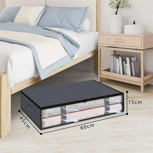 2-Pack Foldable Storage Boxes for Clothes and Blankets, Under-Bed Drawers, Multifunctional Spacious, Gray V1188-MS-325-1417