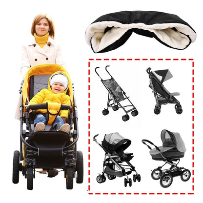 Waterproof Stroller Gloves Winter Hand Warmer with Fur, Black, Compatible with Stroller V1188-MS-325-1420