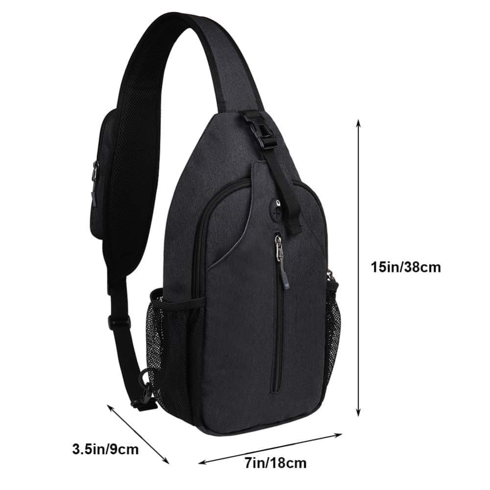 Multifunctional Shoulder Crossbody Chest Backpack with Headphone Jack, Unisex for Hiking Traveling Climbing, V1188-MS-325-1426