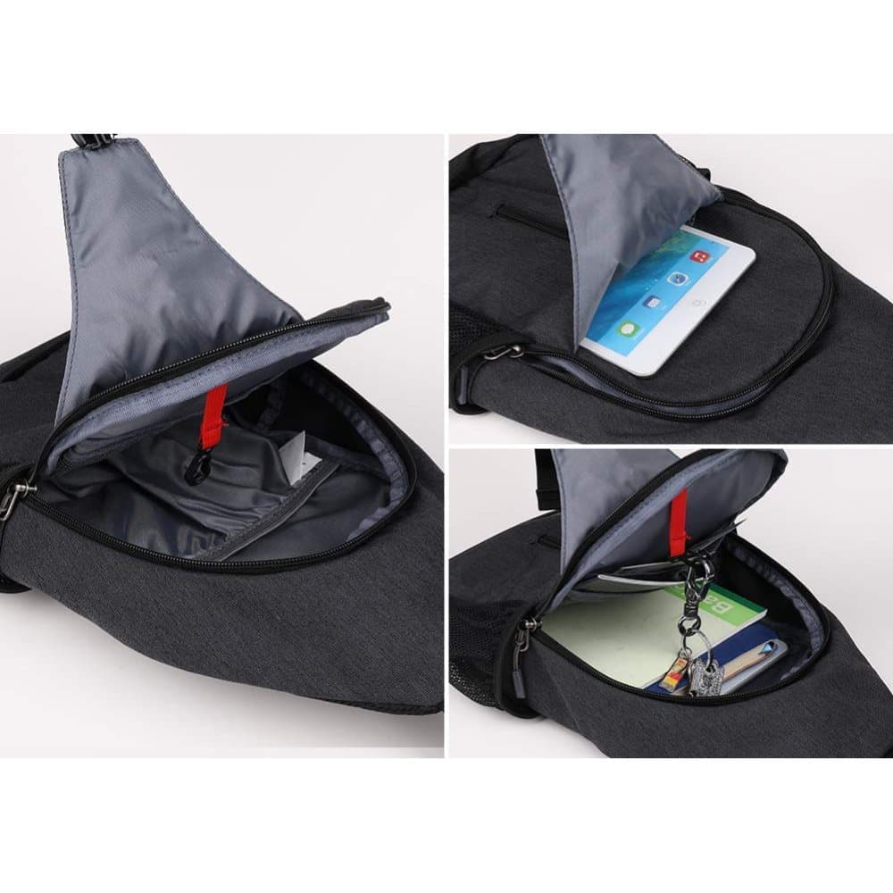 Multifunctional Shoulder Crossbody Chest Backpack with Headphone Jack, Unisex for Hiking Traveling Climbing, V1188-MS-325-1426