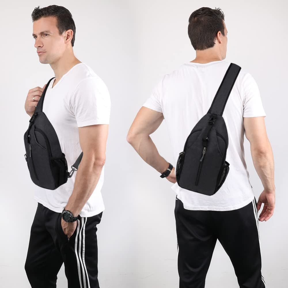 Multifunctional Shoulder Crossbody Chest Backpack with Headphone Jack, Unisex for Hiking Traveling Climbing, V1188-MS-325-1426