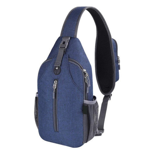 Multifunctional Shoulder Crossbody Chest Backpack with Headphone Jack, Unisex for Hiking Traveling Climbing, V1188-MS-325-1427