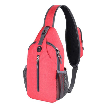 Multifunctional Shoulder Crossbody Chest Backpack with Headphone Jack, Unisex for Hiking Traveling Climbing, V1188-MS-325-1428
