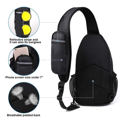 Multifunctional Shoulder Crossbody Chest Backpack with Headphone Jack, Unisex for Hiking Traveling Climbing, V1188-MS-325-1428