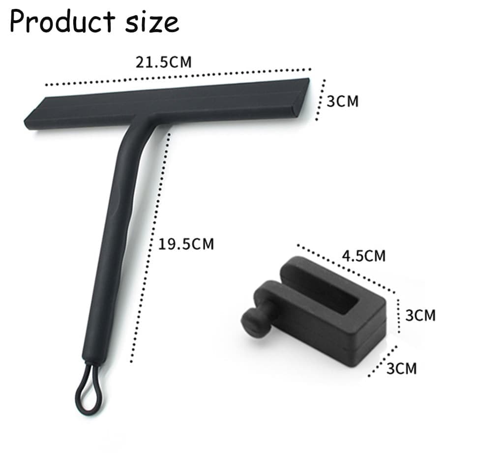 Multifunctional Silicone Shower Scraper with Hook for Windows, Shower Door and Car Window, Black V1188-MS-325-1437