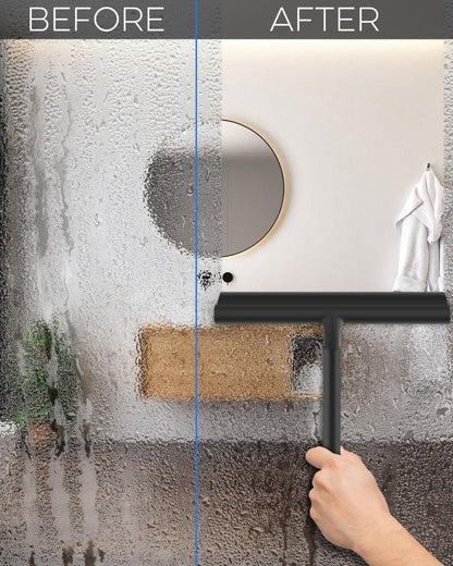 Multifunctional Silicone Shower Scraper with Hook for Windows, Shower Door and Car Window, Black V1188-MS-325-1437