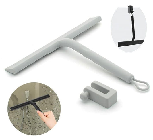 Silicone shower scraper with hook for windows shower door and car window, gray V1188-MS-325-1438