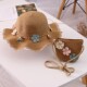 Girls Straw Hat and Shoulder Bag Set for Summer Beach Travel Outdoor Play, Khaki V1188-MS-325-1449