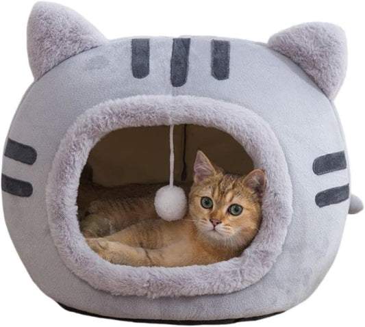 Fluffy Dog Bed Cat Bed Winter Pet House Anti-Slip, M, Brown Gray Pink V1188-MS-325-1450