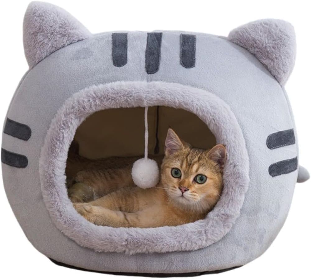 Fluffy Dog Bed Cat Bed Winter Pet House Anti-Slip, Large, Gray V1188-MS-325-1455
