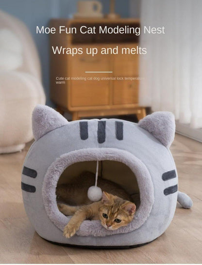 Fluffy Dog Bed Cat Bed Winter Pet House Anti-Slip, Large, Gray V1188-MS-325-1455