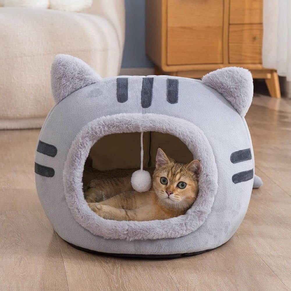 Fluffy Dog Bed Cat Bed Winter Pet House Anti-Slip, Large, Gray V1188-MS-325-1455