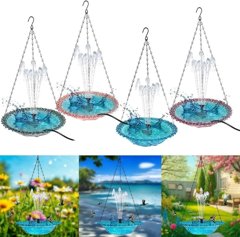 Solar Powered Bird Bath Fountain for Garden and Outdoors, Automatic Solar Waterer, Pink V1188-MS-325-1460
