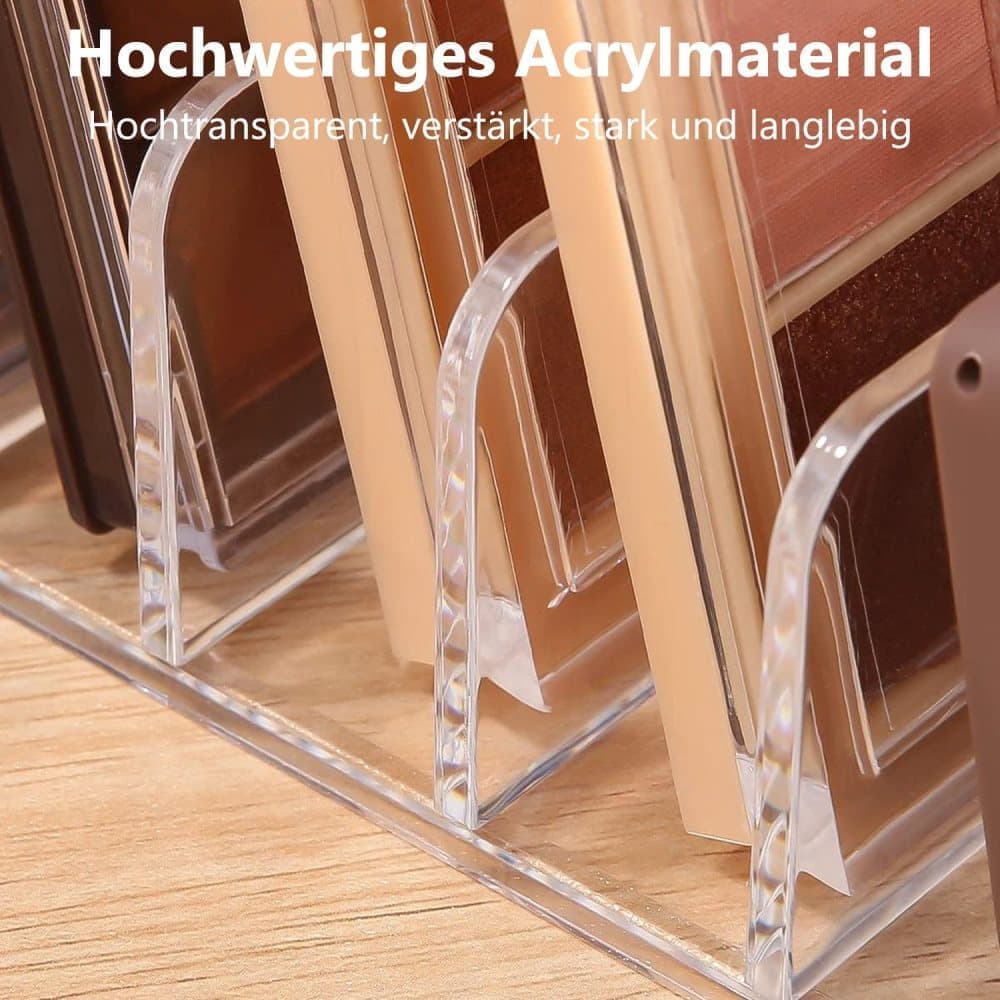 2-Pack Acrylic Makeup Organizer with 7 Compartments for Eyeshadow, 17x8.5x4cm, Perfect for Vanity and V1188-MS-325-1468