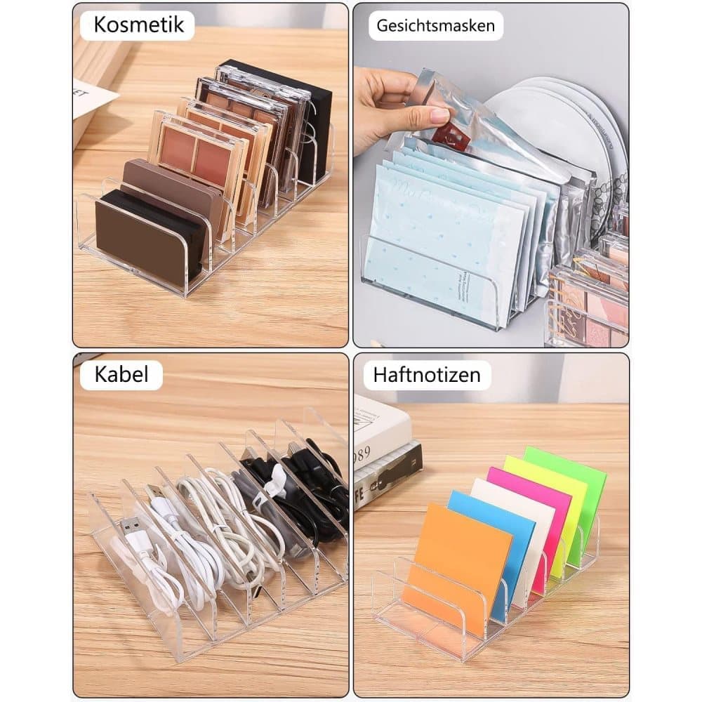 2-Pack Acrylic Makeup Organizer with 7 Compartments for Eyeshadow, 17x8.5x4cm, Perfect for Vanity and V1188-MS-325-1468
