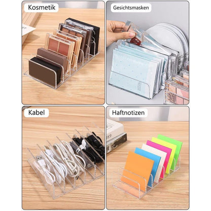 2-Pack Acrylic Makeup Organizer with 7 Compartments for Eyeshadow, 17x8.5x4cm, Perfect for Vanity and V1188-MS-325-1468