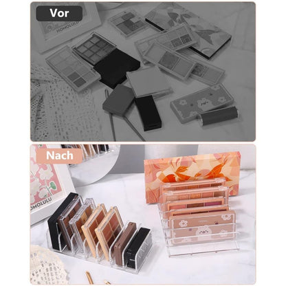 2-Pack Acrylic Makeup Organizer with 7 Compartments for Eyeshadow, 17x12.5x4cm, Perfect for Vanity and V1188-MS-325-1469