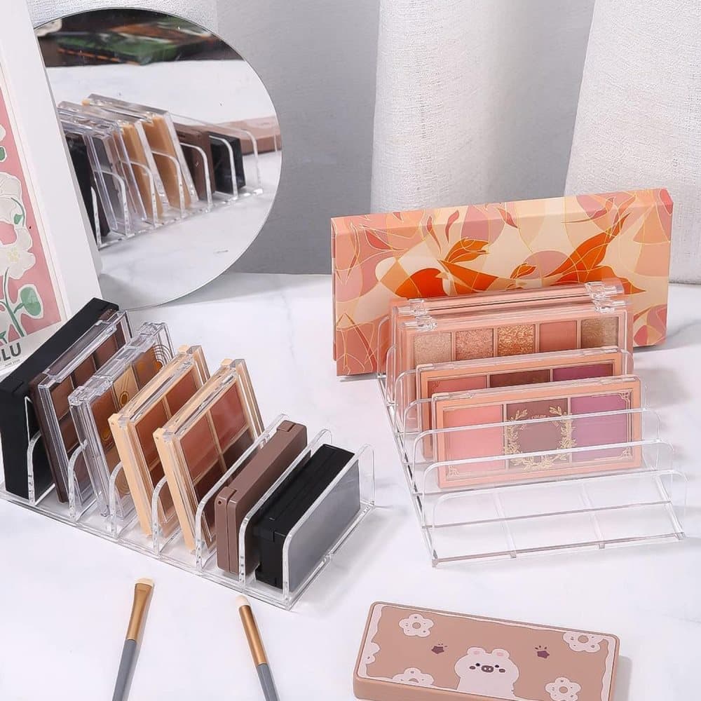 2-Pack Acrylic Makeup Organizer with 7 Compartments for Eyeshadow, 17x12.5x4cm, Perfect for Vanity and V1188-MS-325-1469