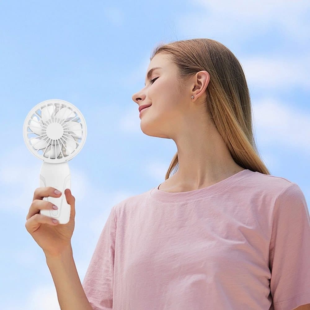Portable Mini Hand Fan USB Rechargeable with 3 Speeds, Quiet Handheld Fan, White V1188-MS-325-1473