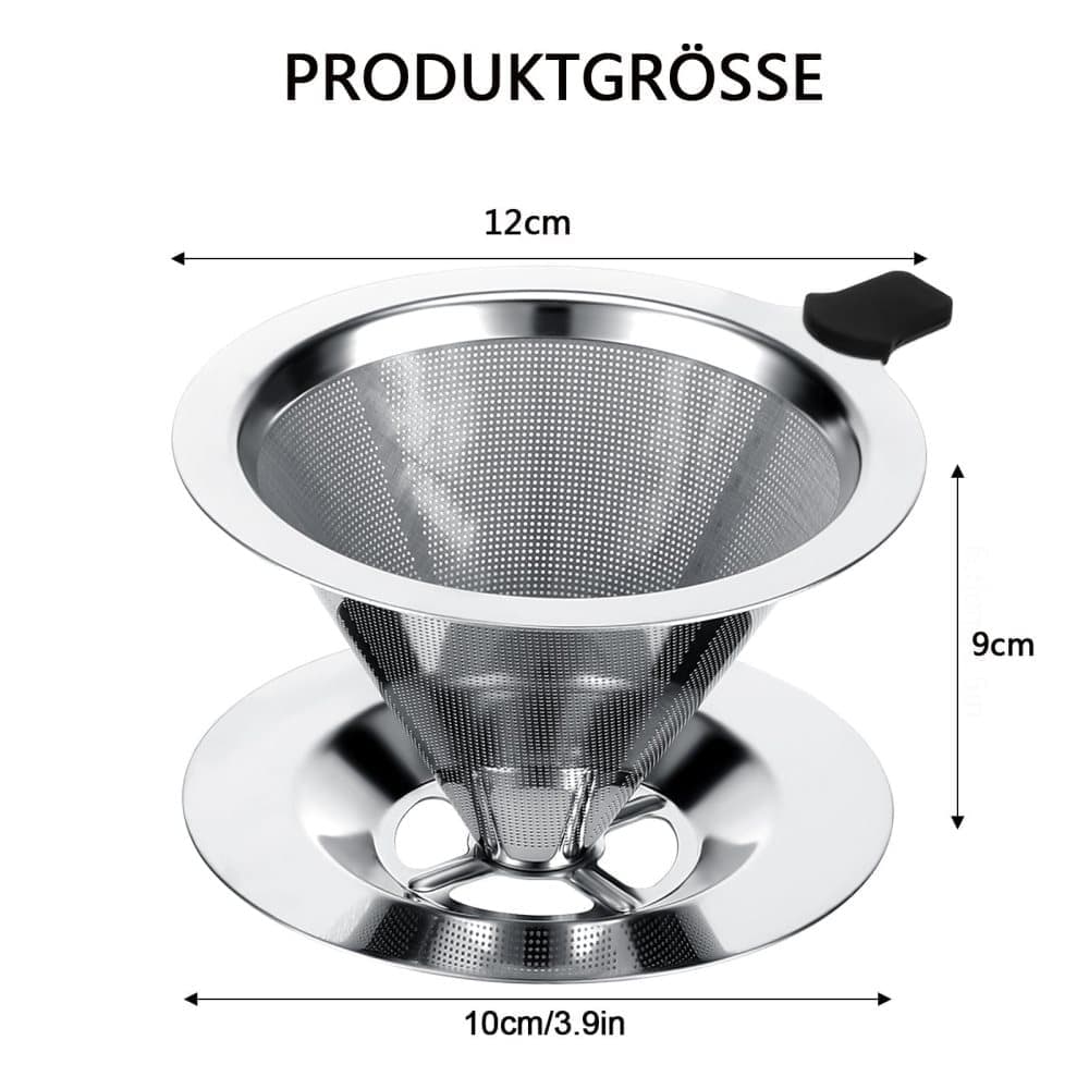 Reusable Stainless Steel Coffee Filter, Durable and Easy to Clean, Eco-Friendly for Brewed Coffee, 10CM V1188-MS-325-1474