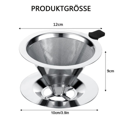 Reusable Stainless Steel Coffee Filter, Durable and Easy to Clean, Eco-Friendly for Brewed Coffee, 10CM V1188-MS-325-1474