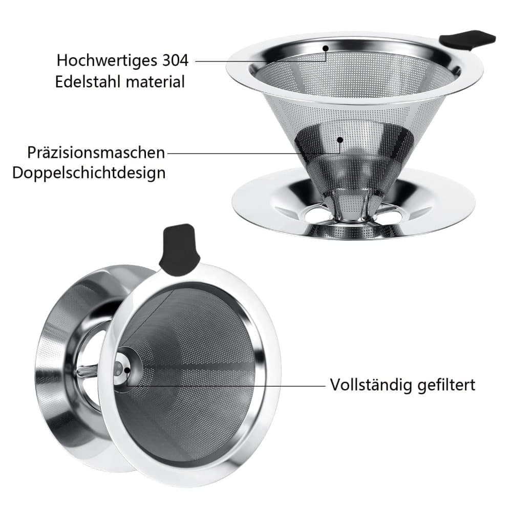 Stainless steel reusable coffee filter, easy to clean and durable, environmentally friendly for brewed V1188-MS-325-1475
