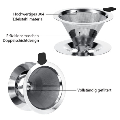 Stainless steel reusable coffee filter, easy to clean and durable, environmentally friendly permanent filter V1188-MS-325-1476