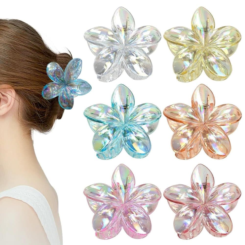6-Pack Non-Slip Flower Hair Clips, with Flowers V1188-MS-325-1477