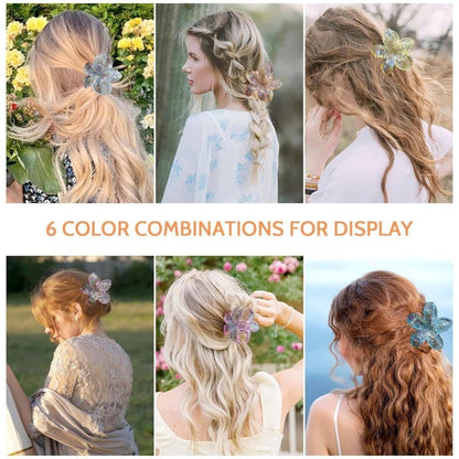 6-Pack Non-Slip Flower Hair Clips, with Flowers V1188-MS-325-1477