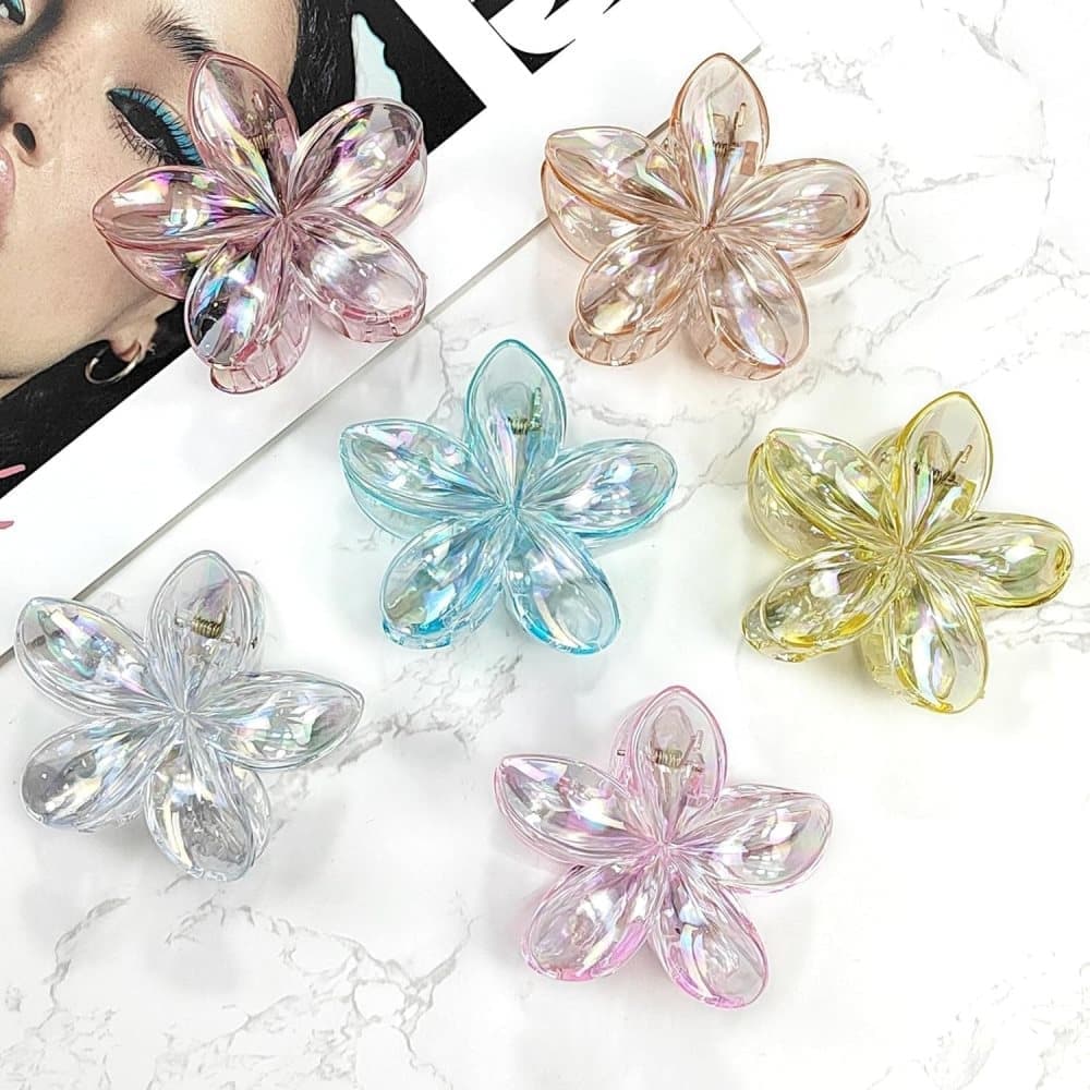 6-Pack Non-Slip Flower Hair Clips, with Flowers V1188-MS-325-1477