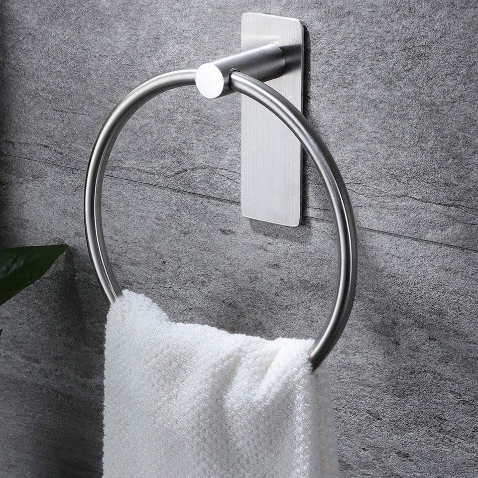 Stainless Steel Towel Rack Drill-Free Assembly Durable Modern Bathroom Organizer, Silver V1188-MS-325-1483