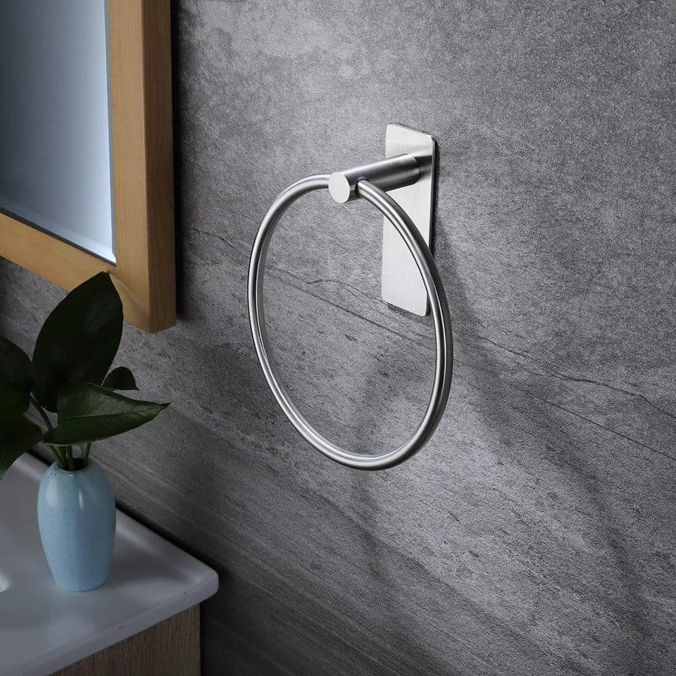 Stainless Steel Towel Rack Drill-Free Assembly Durable Modern Bathroom Organizer, Silver V1188-MS-325-1483