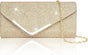 Sequin Evening Bag for Women 3-in-1 with Chain and Envelope Shape, Gold V1188-MS-325-1493