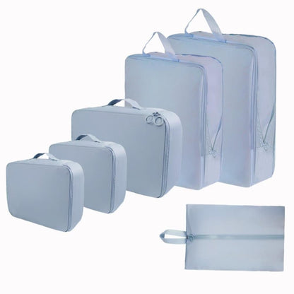 6-Piece Waterproof Travel Storage Bags Organizer, Blue, Compatible with Suitcase V1188-MS-325-1497