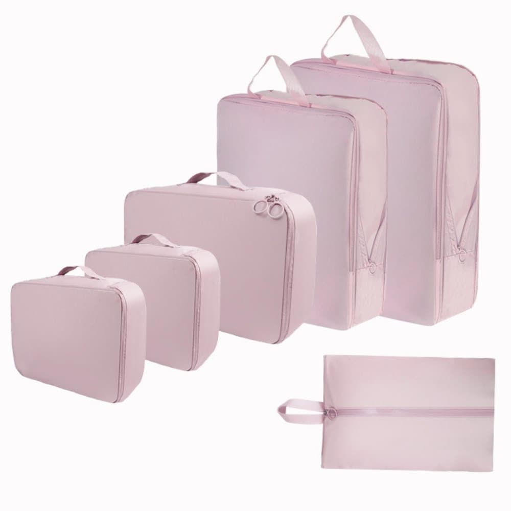 6-Piece Waterproof Travel Storage Bags Organizer, Pink, Compatible with All Brands V1188-MS-325-1498