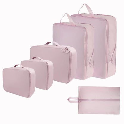 6-Piece Waterproof Travel Storage Bags Organizer, Pink, Compatible with All Brands V1188-MS-325-1498