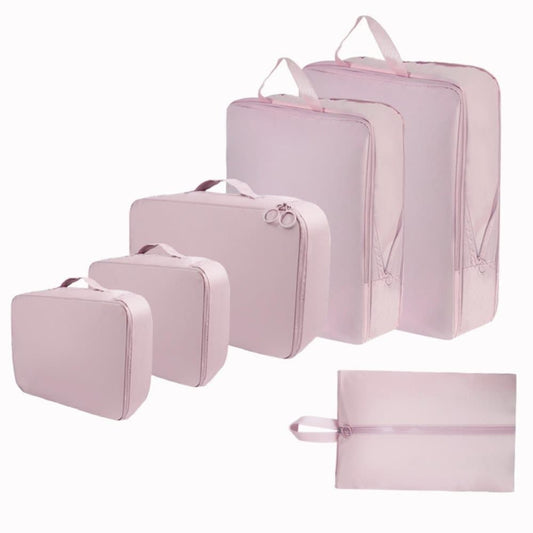 6-Piece Waterproof Travel Storage Bags Organizer, Pink, Compatible with All Brands V1188-MS-325-1498