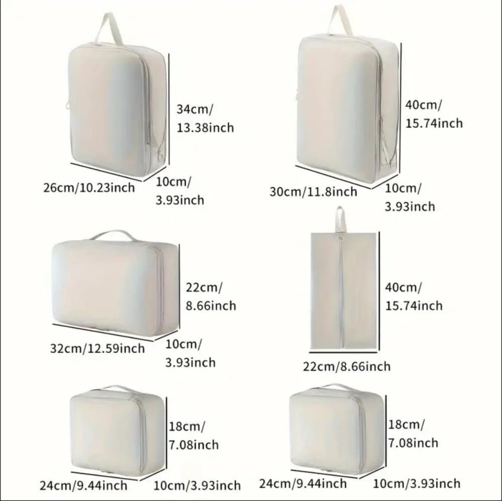 6-Piece Waterproof Travel Storage Bags Organizer, Pink, Compatible with All Brands V1188-MS-325-1498