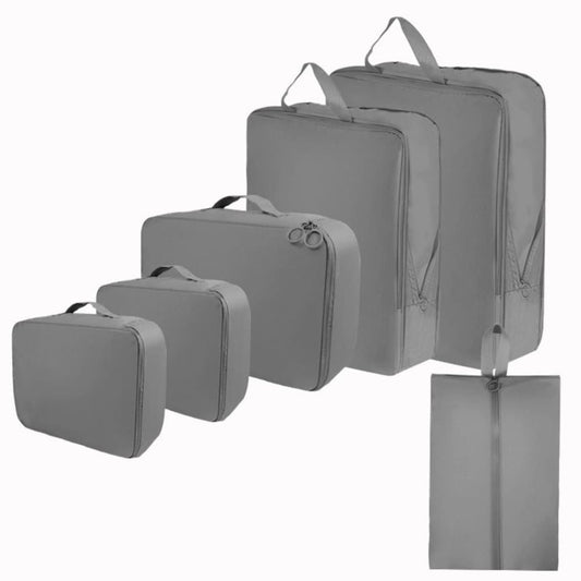 6-Piece Waterproof Travel Storage Bags Organizer for Suitcase, Gray, Compatible with Travel and Vacation V1188-MS-325-1499