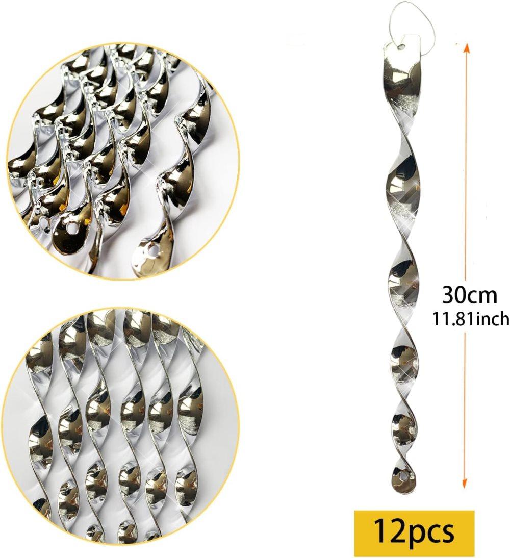 30-Pack Silver Bird Repellent Spiral Scarecrow, UV Resistant for Garden and Terrace, 30 cm V1188-MS-325-1500