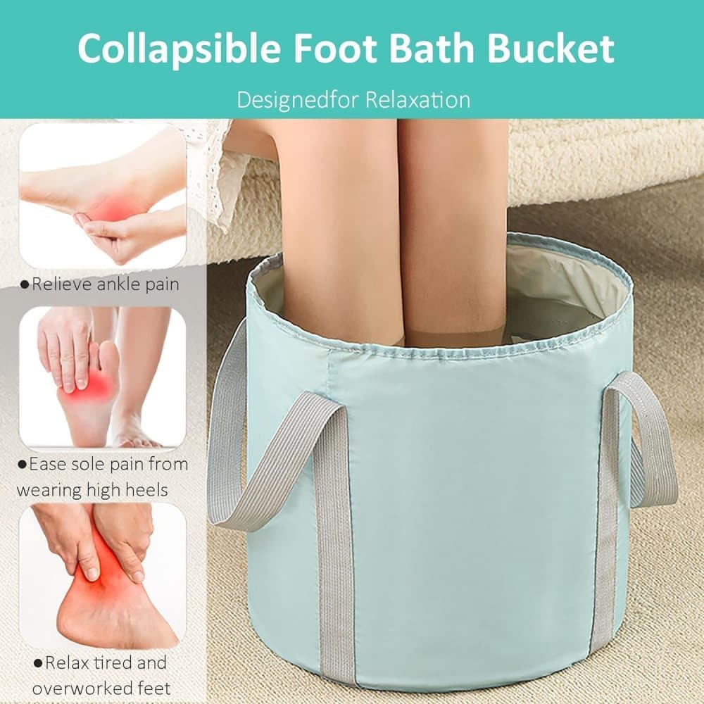 Foldable Foot Bath Tub 30x36cm, Blue, Portable for Home Travel Camping Spa Care, with Non-Slip Design V1188-MS-325-1505