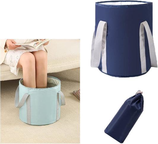 Portable Foldable Foot Bath Tub for Home Travel and Camping Spa Care, Dark Blue, 12.6 x 9.8 x 5.5 inches V1188-MS-325-1506