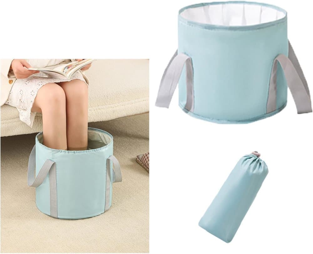 Foldable Foot Bath Tub Blue, Portable for Home Travel Camping Spa Care, 30x20cm V1188-MS-325-1511